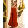 Robe longue à bustier brique JULIE