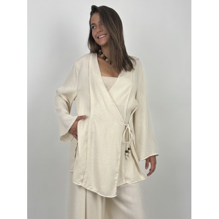 Ensemble léger long à nouer beige Marcy