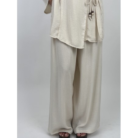Ensemble léger long à nouer beige Marcy