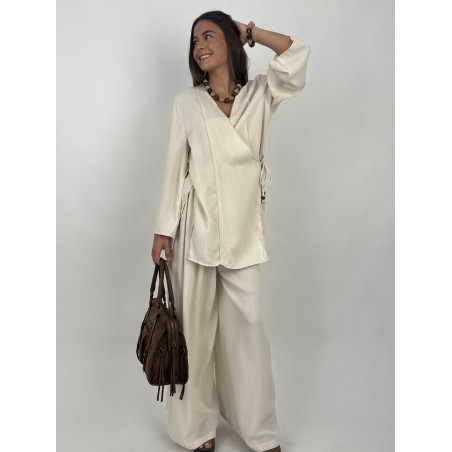 Ensemble léger long à nouer beige Marcy