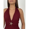 Robe courte décolletée bordeaux Wenda