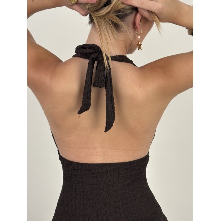 Robe courte décolletée choco Wenda
