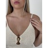 Top en maille décolleté beige Nina