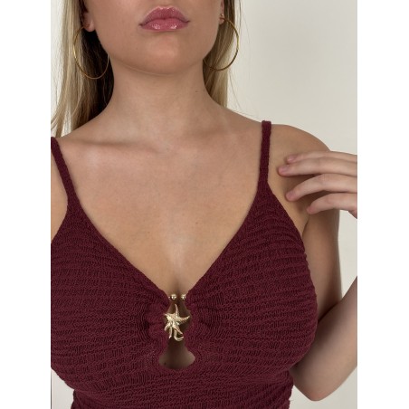 Top en maille décolleté bordeaux Nina