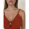 Top en maille décolleté brique Nina