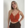 Top en maille décolleté brique Nina