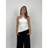 Top fluide à motifs en strass blanc Lisa