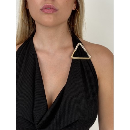 Top décolleté drapé chic noir Carla