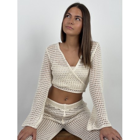 Ensemble en maille ajourée beige Madison