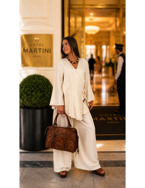 Ensemble léger long à nouer beige Marcy