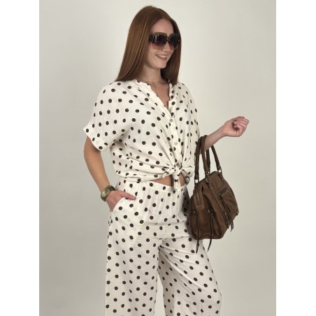 Chemise légère à pois choco beige STEPHANIE