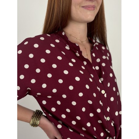 Chemise légère à pois blanc bordeaux STEPHANIE