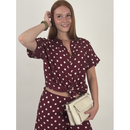 Chemise légère à pois blanc bordeaux STEPHANIE