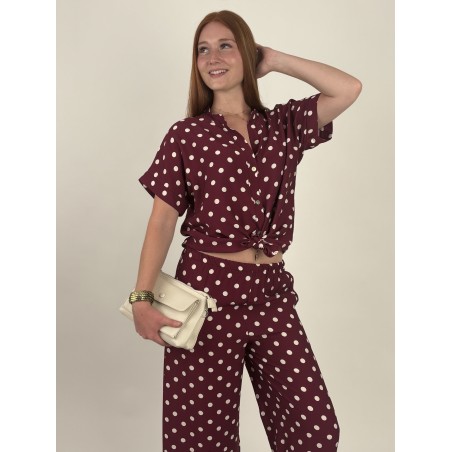 Chemise légère à pois blanc bordeaux STEPHANIE