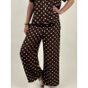 Pantalon large élastique à pois blanc choco KIM