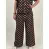 Pantalon large élastique à pois blanc choco KIM