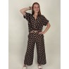 Pantalon large élastique à pois blanc choco KIM