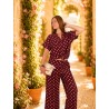 Pantalon large élastique à pois blanc bordeaux KIM