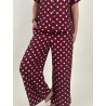 Pantalon large élastique à pois blanc bordeaux KIM