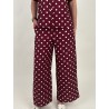 Pantalon large élastique à pois blanc bordeaux KIM
