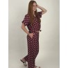 Pantalon large élastique à pois blanc bordeaux KIM