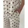 Pantalon large élastique à pois choco beige KIM