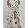 Pantalon large élastique à pois choco beige KIM