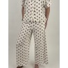 Pantalon large élastique à pois choco beige KIM