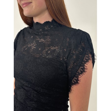 Blouse légère à dentelles noire VALENTINA