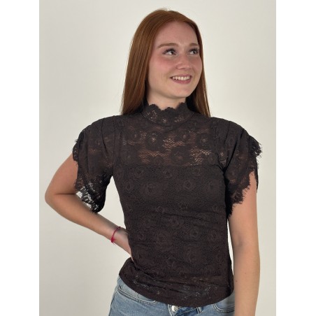 Blouse légère à dentelles choco VALENTINA