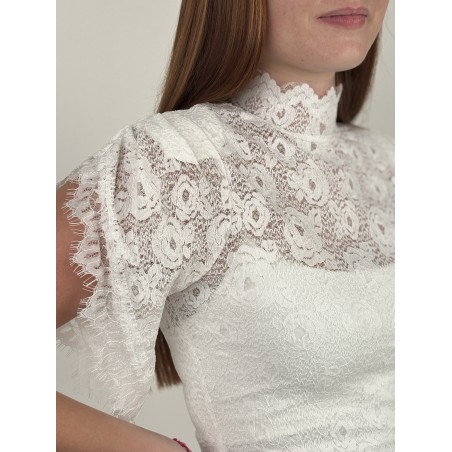 Blouse légère à dentelles blanche VALENTINA