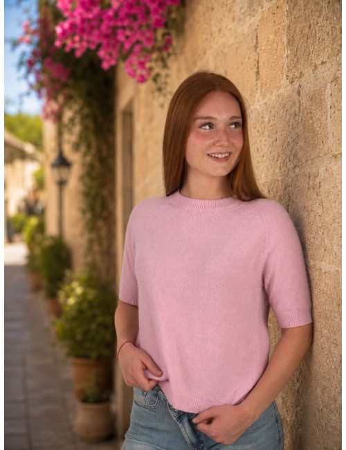 Pull en maille léger doux rose GIGI