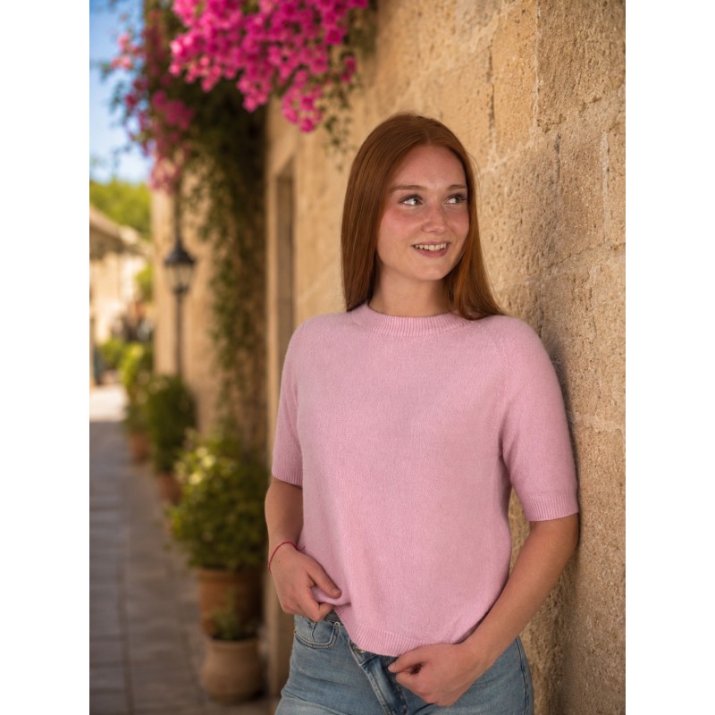Pull en maille léger doux rose GIGI