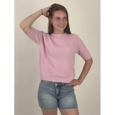 Pull en maille léger doux rose GIGI
