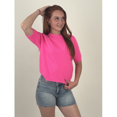Pull en maille léger doux fushia GIGI