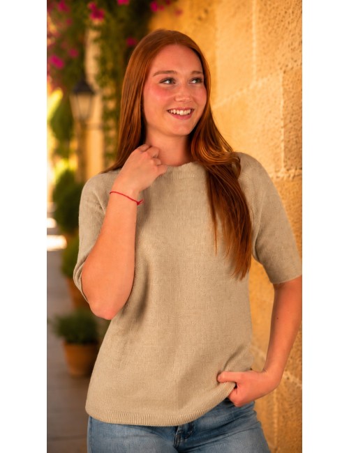 Pull en maille léger doux beige GIGI
