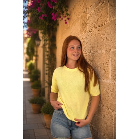 Pull en maille léger doux jaune GIGI
