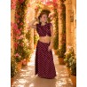 Blouse courte élégante à pois blanc bordeaux PENNY