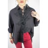 Chemise légère à relief de fleurs noire MARION