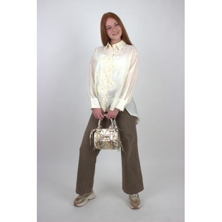 Chemise légère à relief de fleurs beige MARION