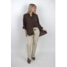 Chemise légère à broderies choco BRUNETTA