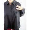 Chemise légère à broderies noire BRUNETTA