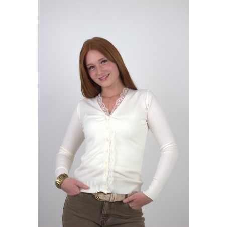 Gilet doux à dentelles blanc GABRIELA