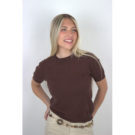 Pull léger en laine douce choco CELIA