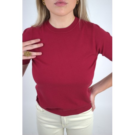 Pull léger en laine douce bordeaux CELIA