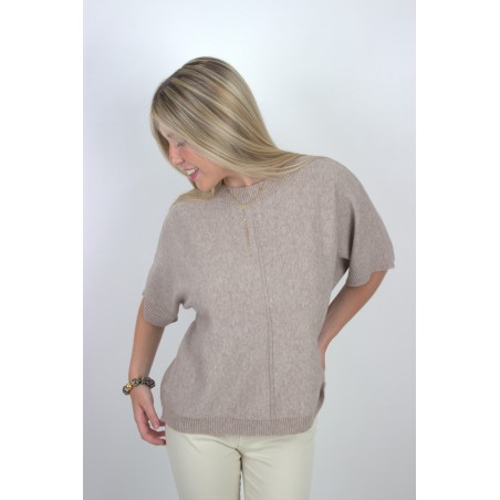 Pull long en laine épaisse taupe AUDREY
