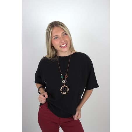 Pull long en laine épaisse noir AUDREY