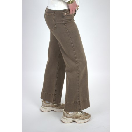 Pantalon large denim taupe ESTELLE