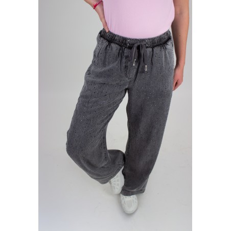 Pantalon ample à strass gris SALOME