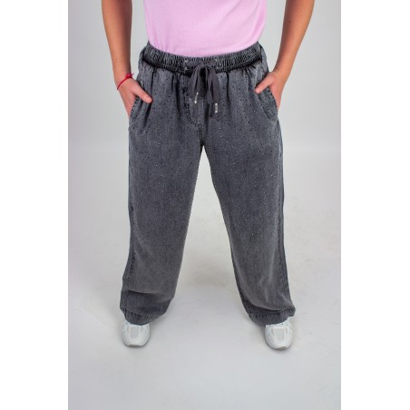 Pantalon ample à strass gris SALOME